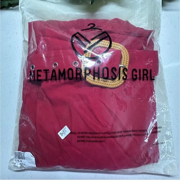 2-Piece Red Maxi Skirt & Bow Top Set For Women - Size L 95% Polyester 5% Spandex - Picture 6 of 8